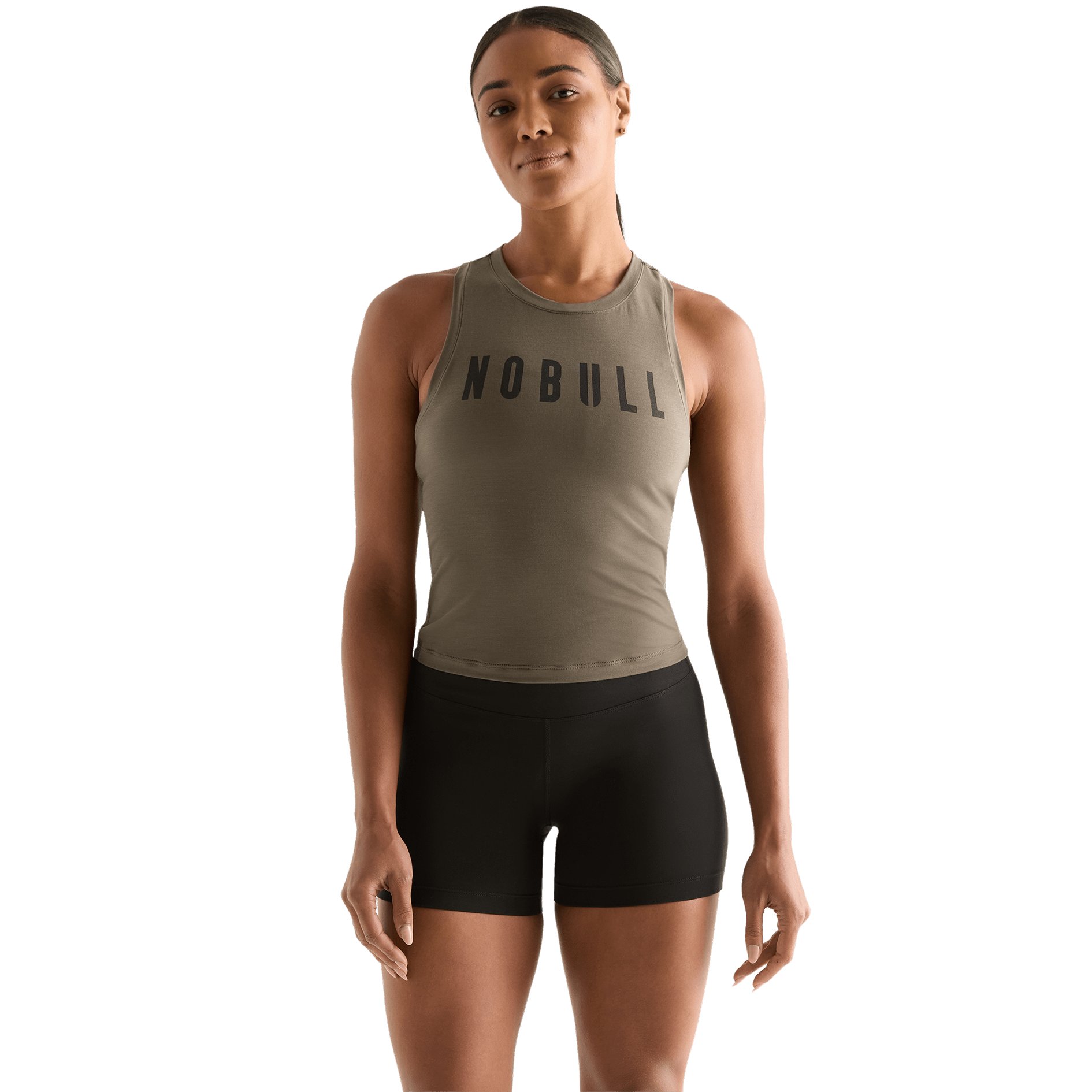 Dark Fallen Rock Women's NOBULL Fitted Tank Front Angle.