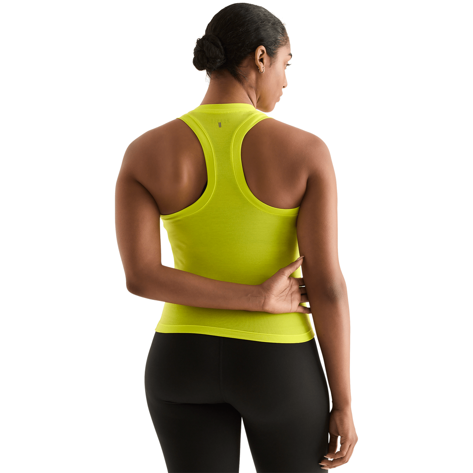 Neon Yellow Women's Fitted Tank Back Angle.