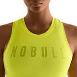 Neon Yellow Women's Fitted Tank Front Detail Angle.
