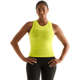 Neon Yellow Women's Fitted Tank Front Angle.