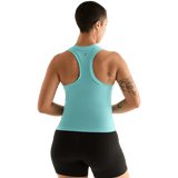Aqua Heather Women's Fitted Tank Back Angle.
