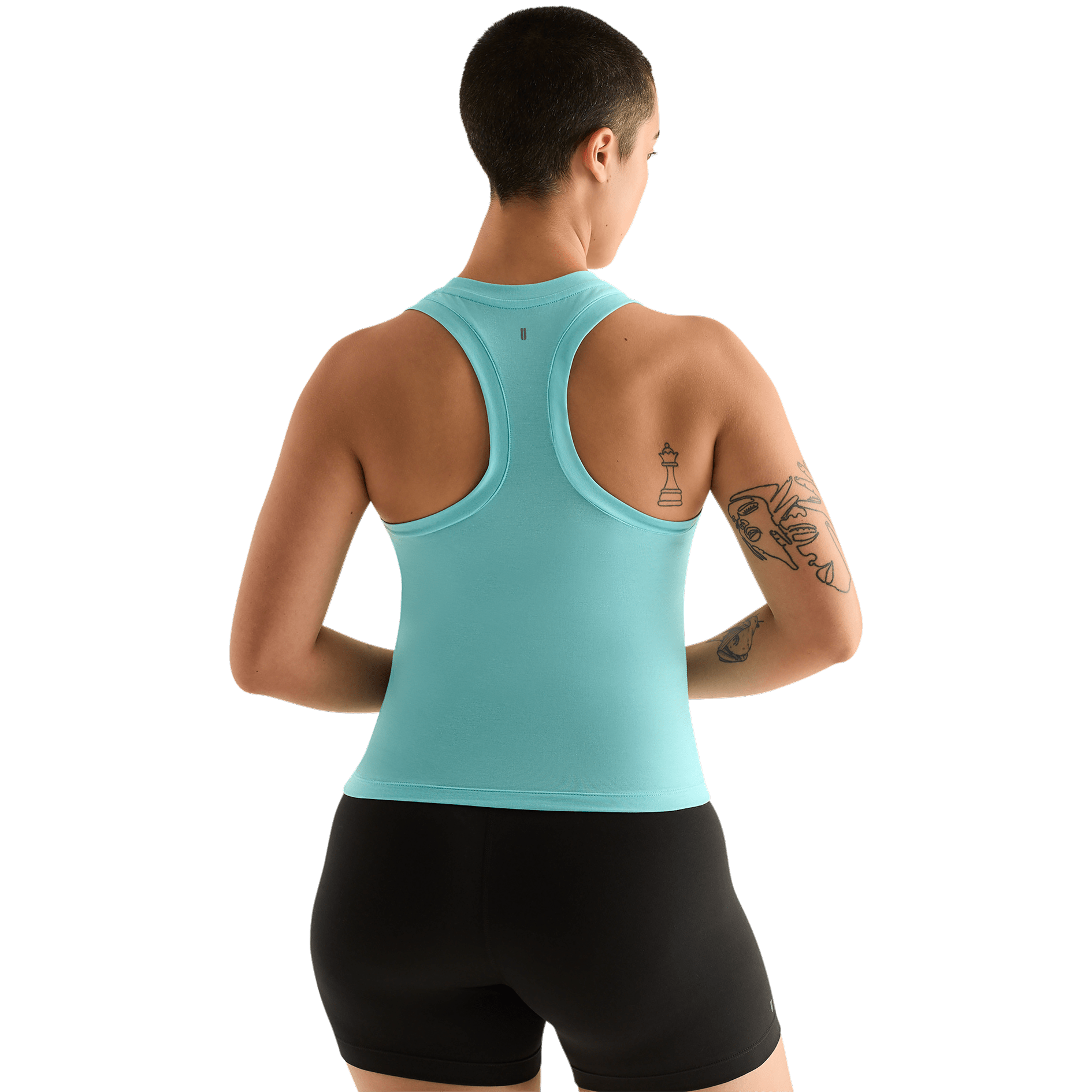 Aqua Heather Women's Fitted Tank Back Angle.
