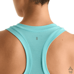 Aqua Heather Women's Fitted Tank Back Detail Angle.