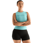 Aqua Heather Women's Fitted Tank Front Angle.