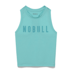 Aqua Heather Women's Fitted Tank Silhouette Angle.