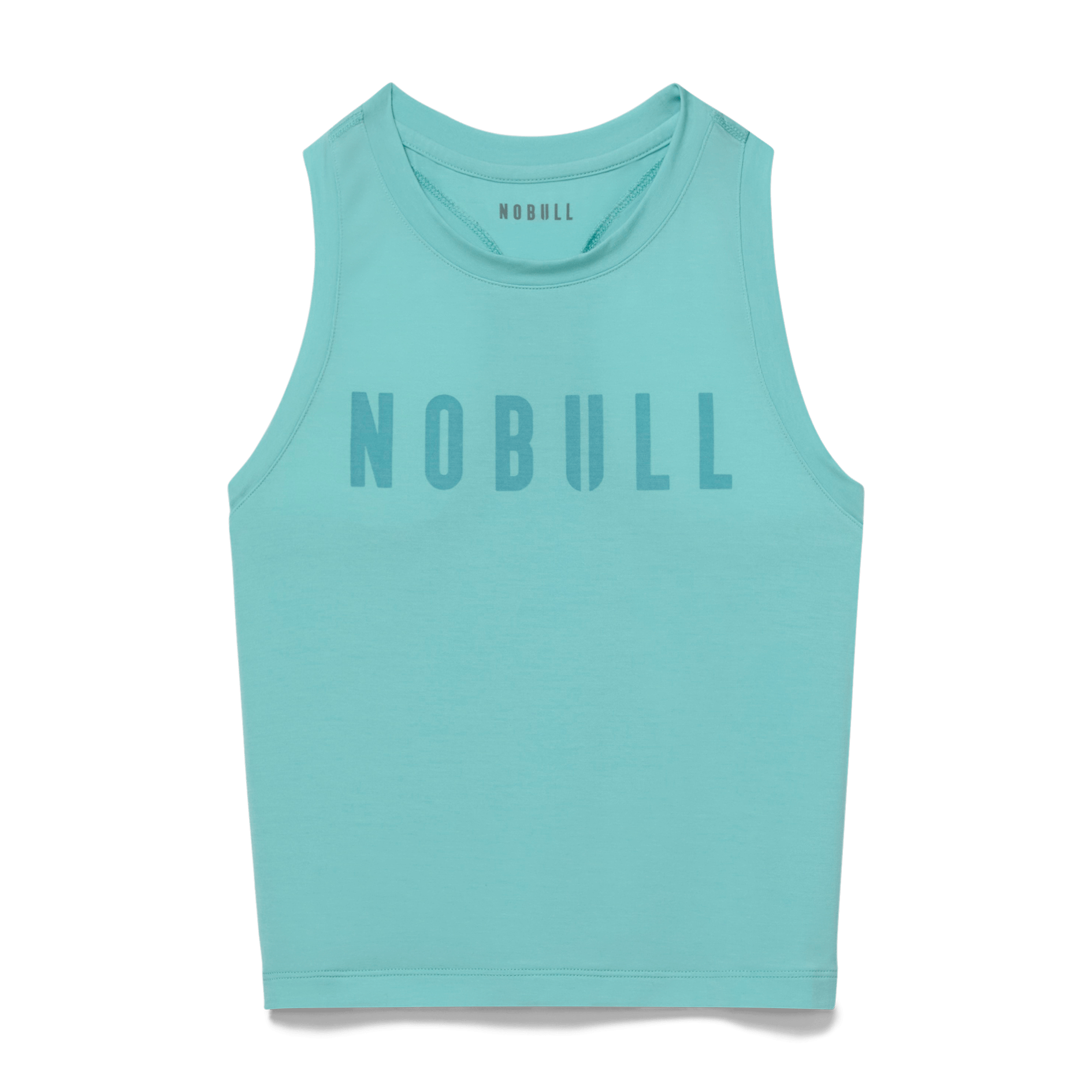 Aqua Heather Women's Fitted Tank Silhouette Angle.