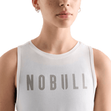 Women's White NOBULL Muscle Tank Front Detail Angle