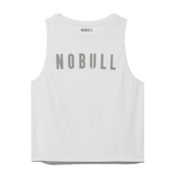 White Women's NOBULL Muscle Tank Silhouette Angle.