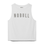 White Women's NOBULL Muscle Tank Silhouette Angle.