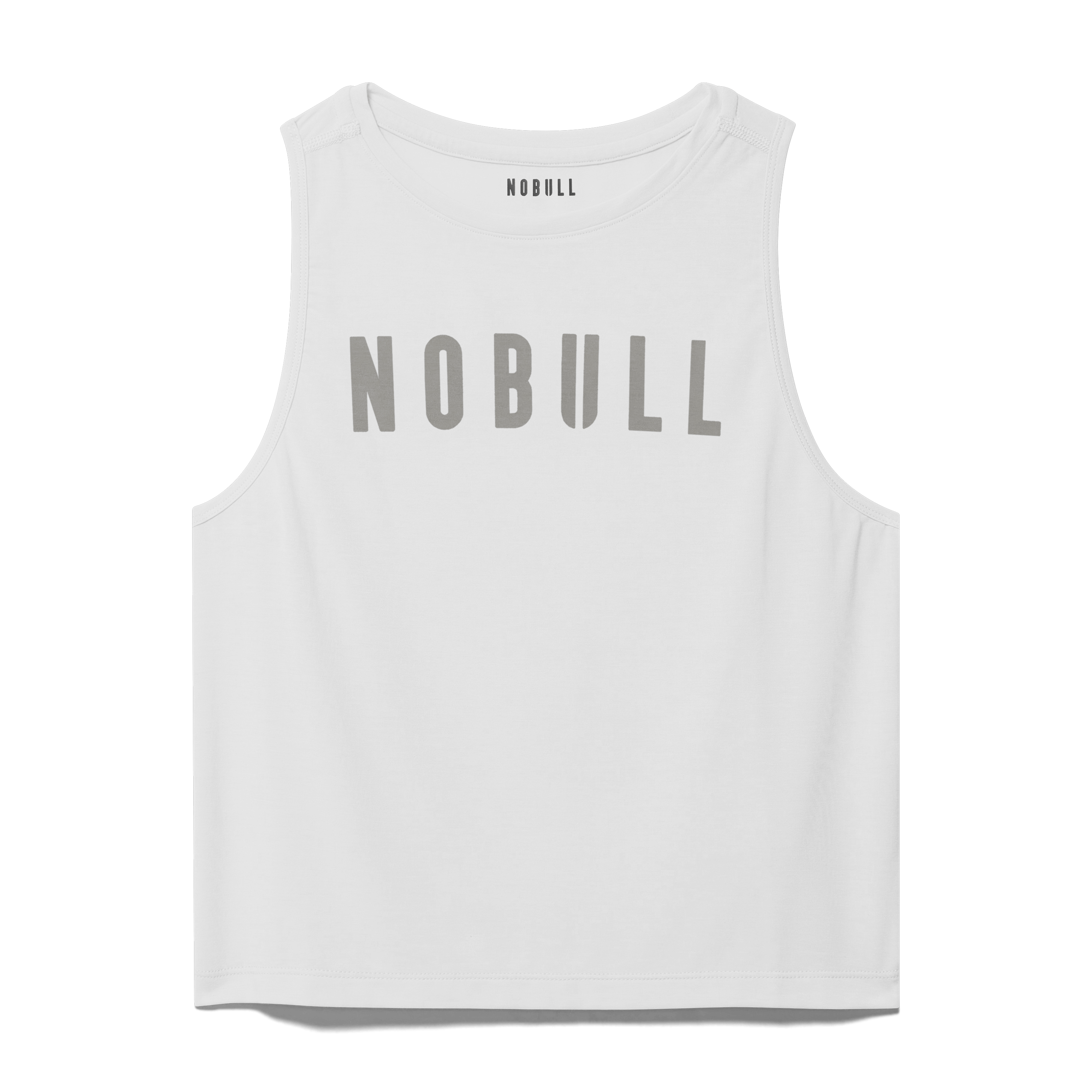 White Women's NOBULL Muscle Tank Silhouette Angle.