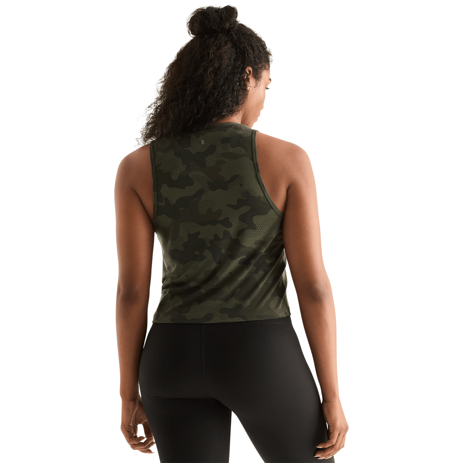 Dark Army Camo Women's Muscle Tank Back Angle.
