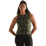 Dark Army Camo Women's Muscle Tank Front Angle.
