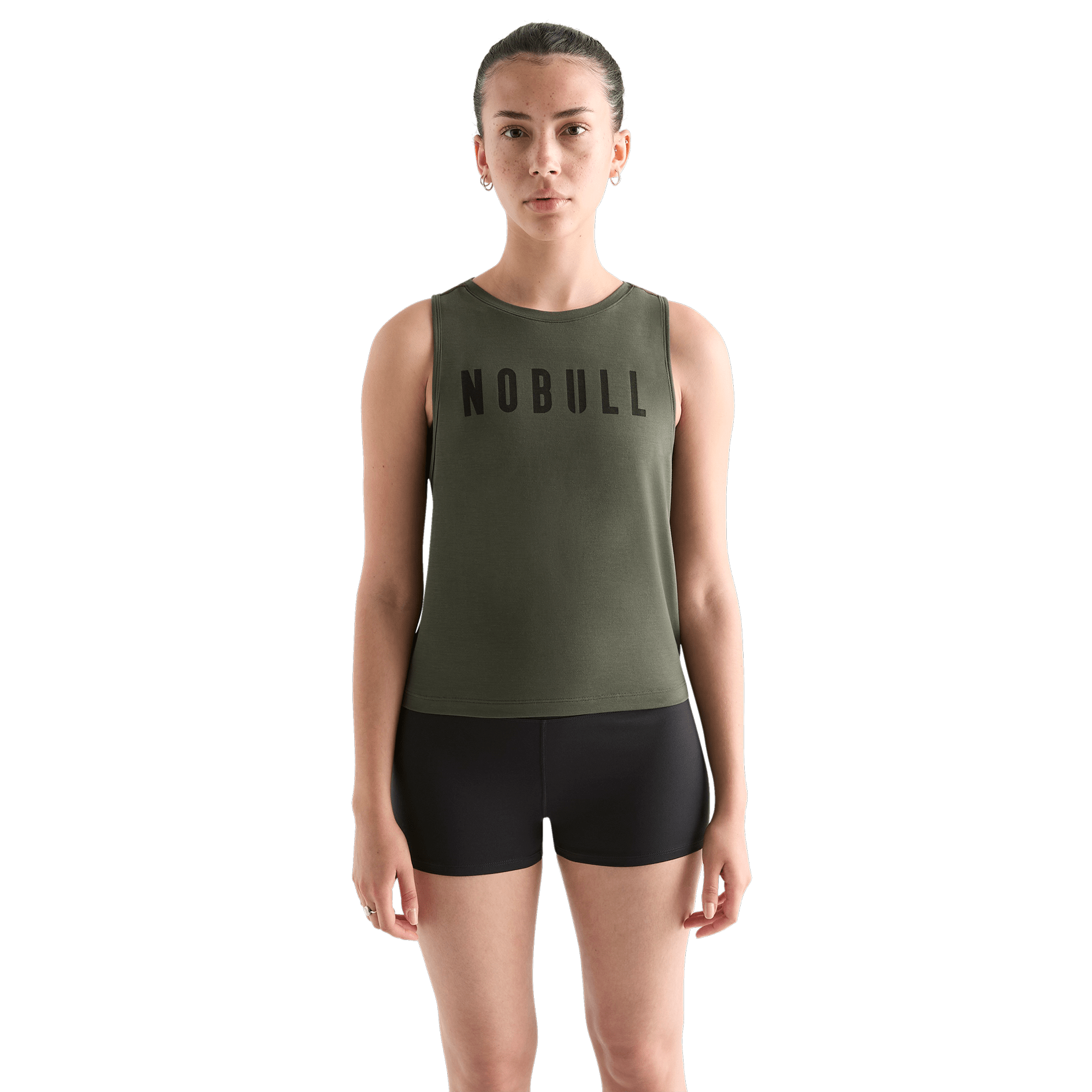 Women's Dark Army NOBULL Muscle Tank on Model Front Angle