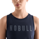 Women's Night Navy NOBULL Muscle Tank Front Detail Angle