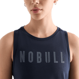Women's Night Navy NOBULL Muscle Tank Front Detail Angle