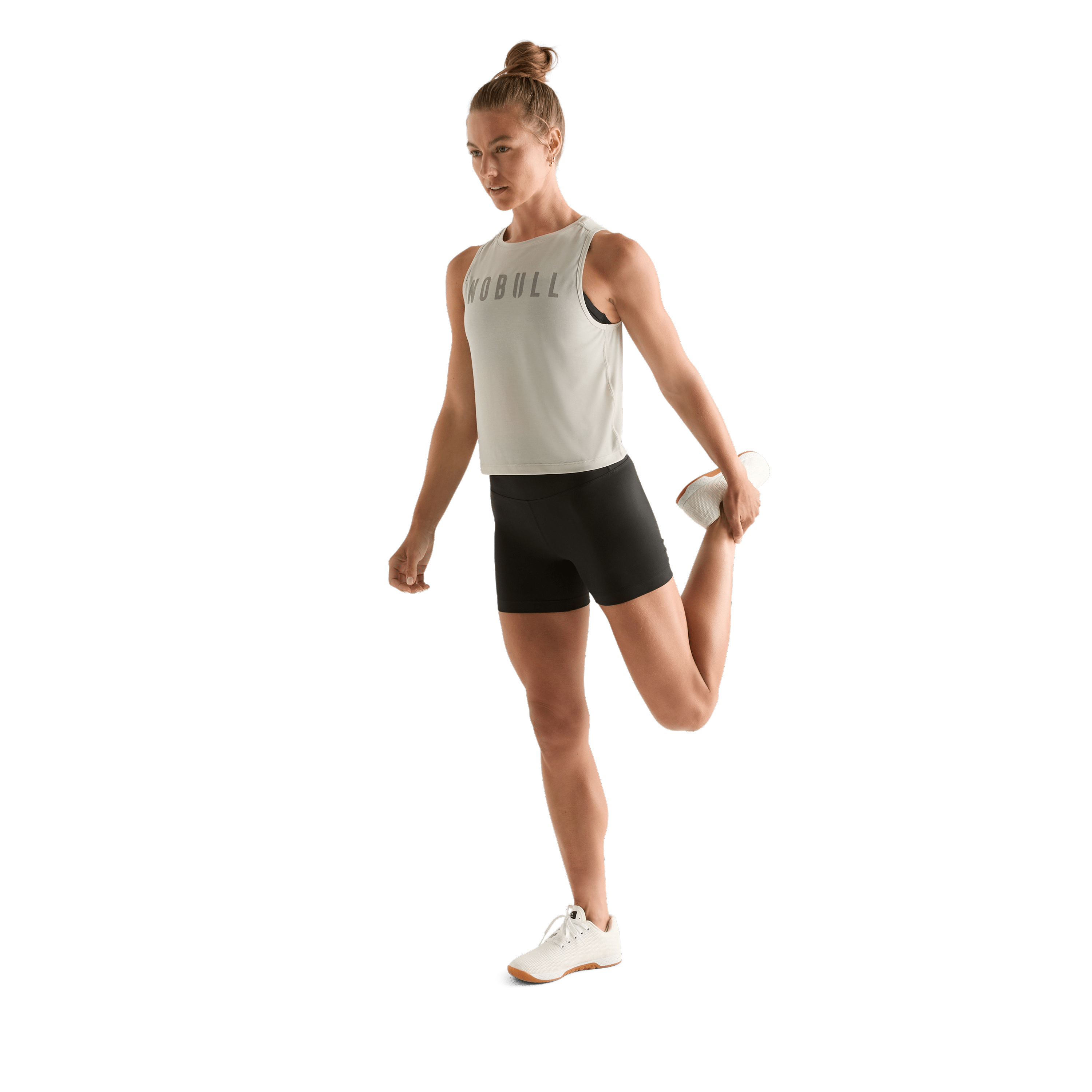 Crater Grey Muscle Tank Action Shot Angle.