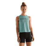 Oil Blue Women's NOBULL Muscle Tank Front Angle.