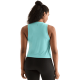 Aqua Heather Women's Muscle Tank Back Angle.