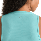 Aqua Heather Women's Muscle Tank Back Detail Angle.