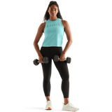 Aqua Heather Women's Muscle Tank Action Shot.