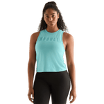 Aqua Heather Women's Muscle Tank Front Angle.