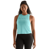 Aqua Heather Women's Muscle Tank Front Angle.