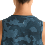 Coastal Blue Camo Women's Muscle Tank Back Detail Angle.