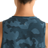 Coastal Blue Camo Women's Muscle Tank Back Detail Angle.