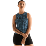 Coastal Blue Camo Women's Muscle Tank Front Angle.