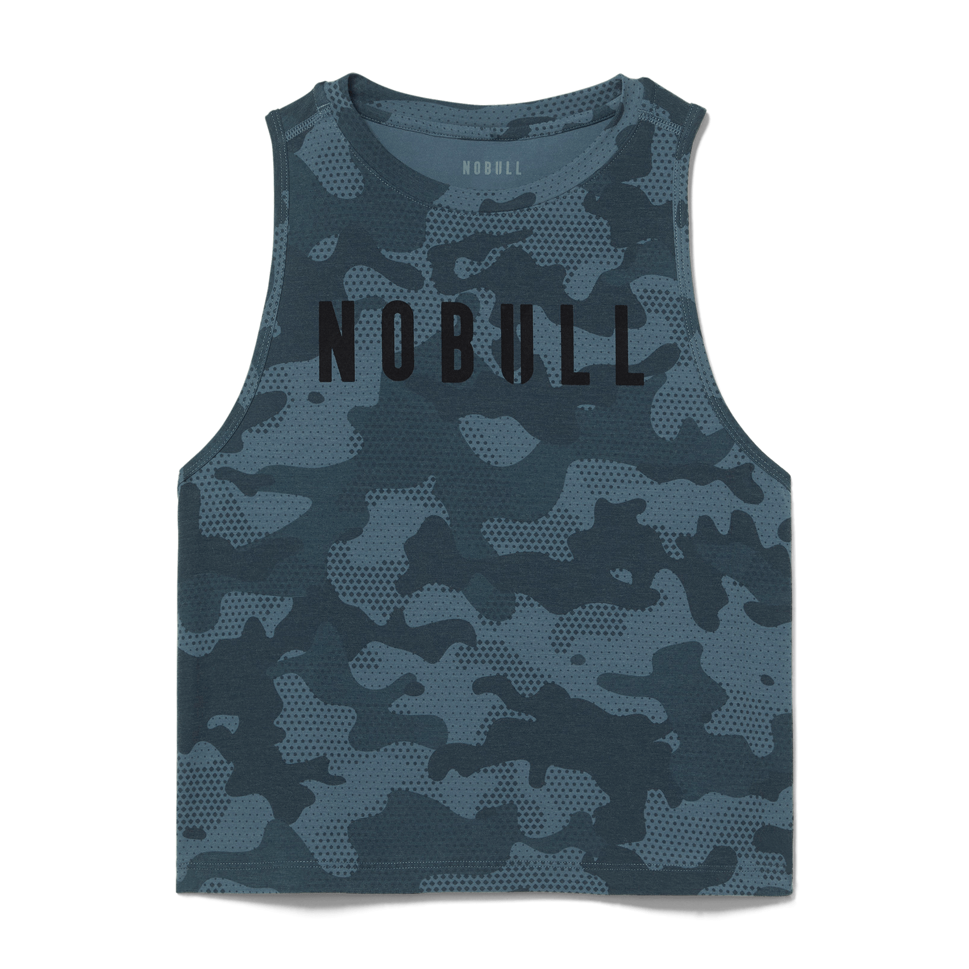 Coastal Blue Camo Women's Muscle Tank Silhouette Angle.