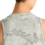 Light Grey Camo Women's Muscle Tank Back Detail Angle.
