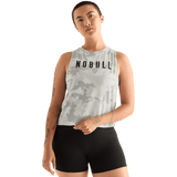 Light Grey Camo Women's Muscle Tank Front Angle.