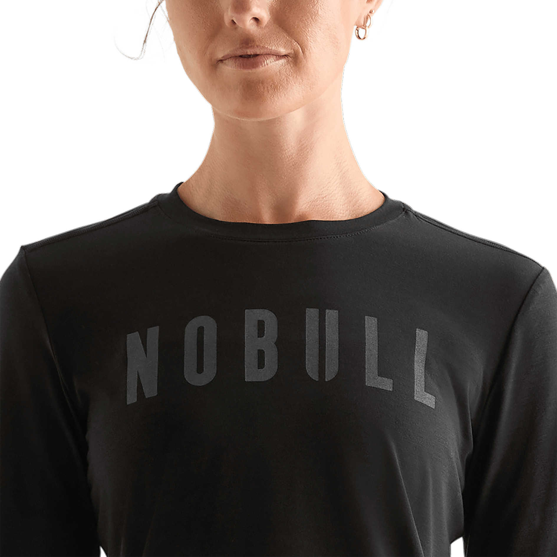 Black Women's NOBULL Long Sleeve Tee Detail Angle.