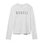 White Women's NOBULL Long Sleeve Tee Silhouette Angle.