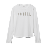 White Women's NOBULL Long Sleeve Tee Silhouette Angle.