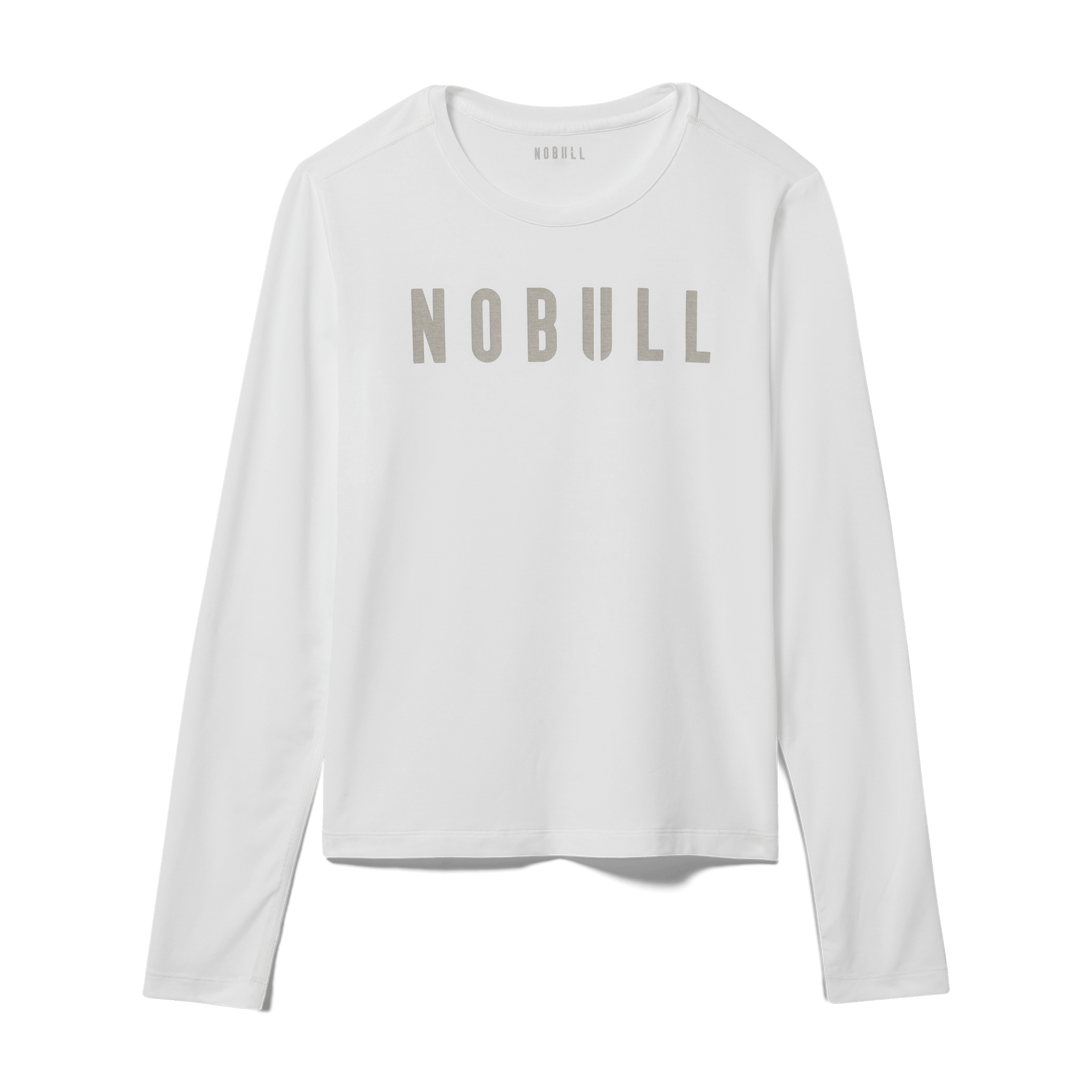 White Women's NOBULL Long Sleeve Tee Silhouette Angle.
