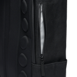 Black Waxed Canvas Backpack Side Zipper Pocket Angle