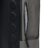 Waxed Grey Canvas Backpack Side Zipper Pocket Angle
