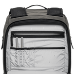 Waxed Grey Canvas Backpack Interior Zipper Pocket Angle