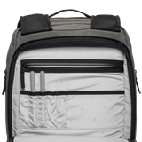 Waxed Grey Canvas Backpack Interior Zipper Pocket Angle