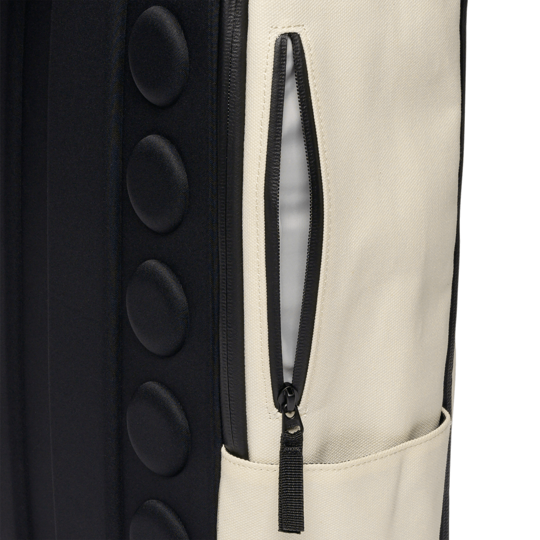 Ivory Waxed Canvas Backpack Side Pocket Angle