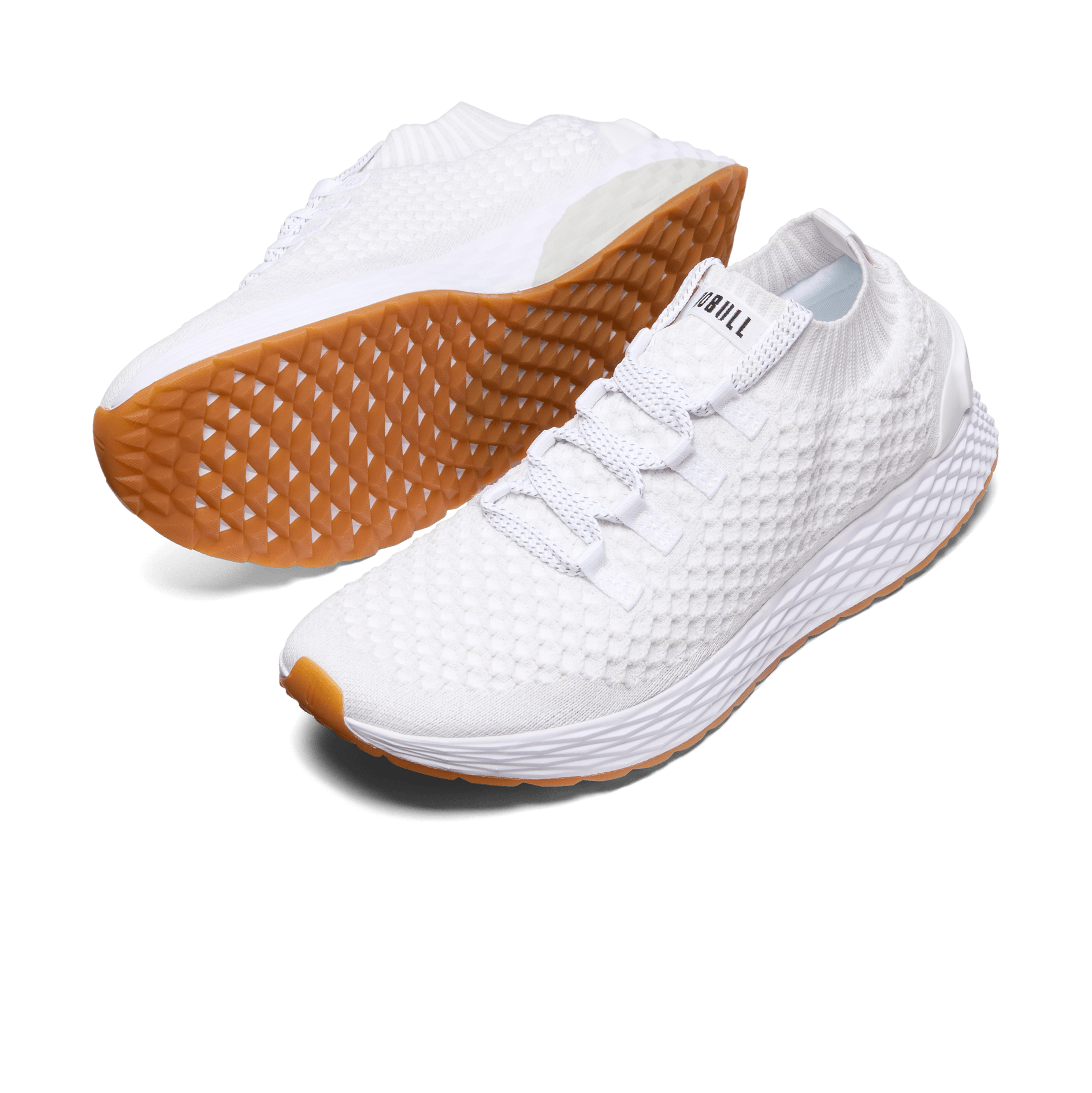 Men's White Allday Knit Shoes Angled
