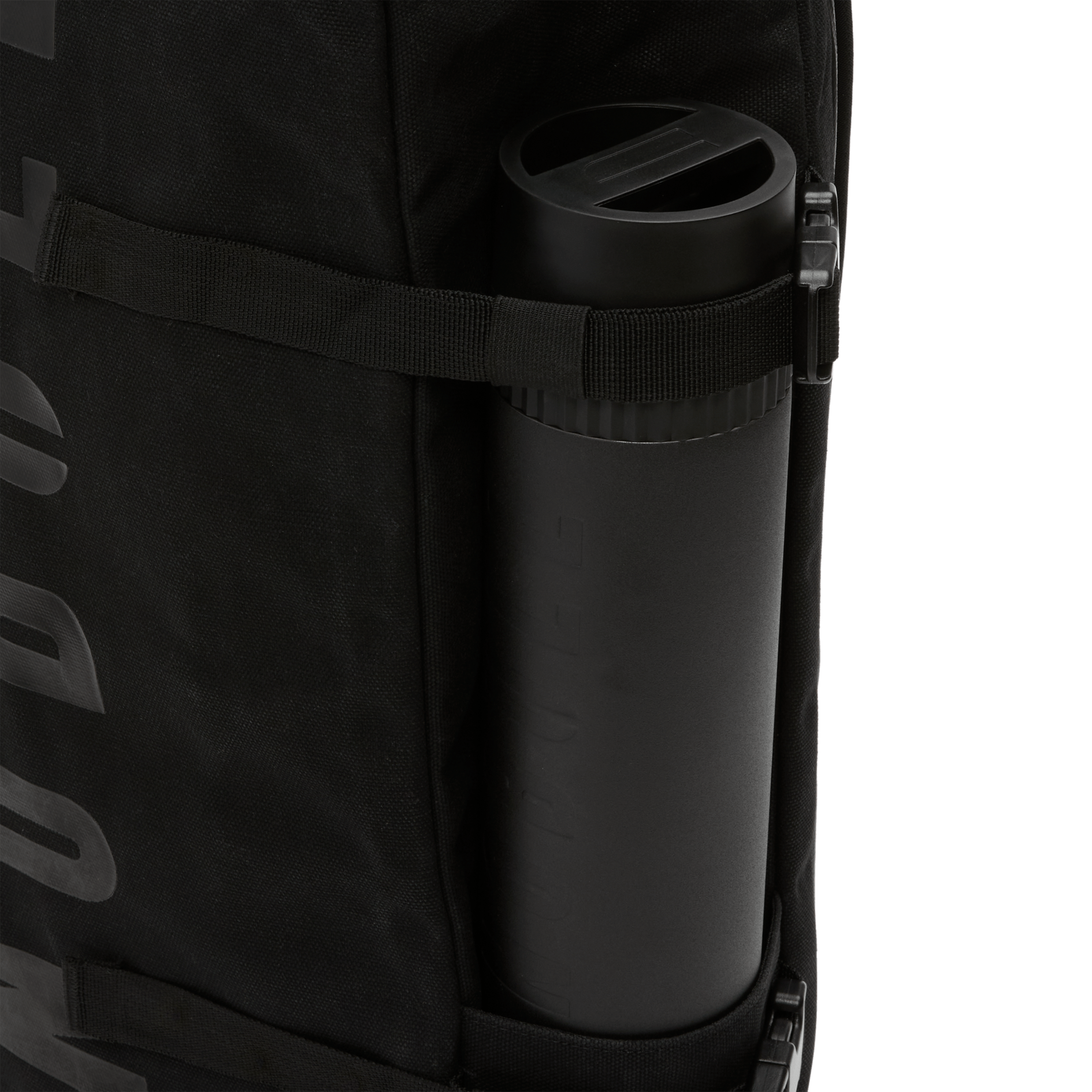 Black NOBULL Waxed Canvas Duffleback Water Bottle Sleeve Angle