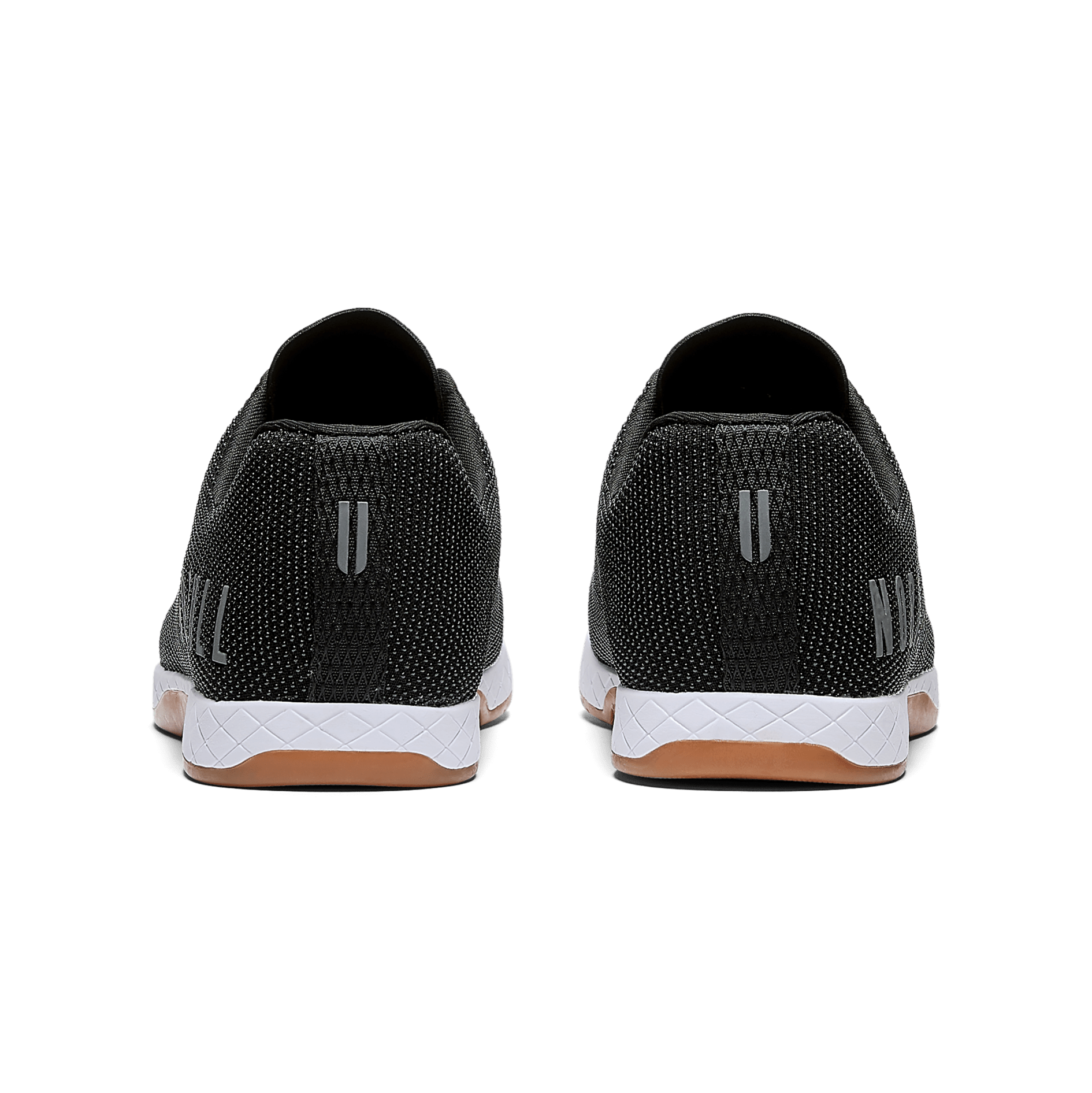 Women's Black White Gum Outwork Shoes Back Angle