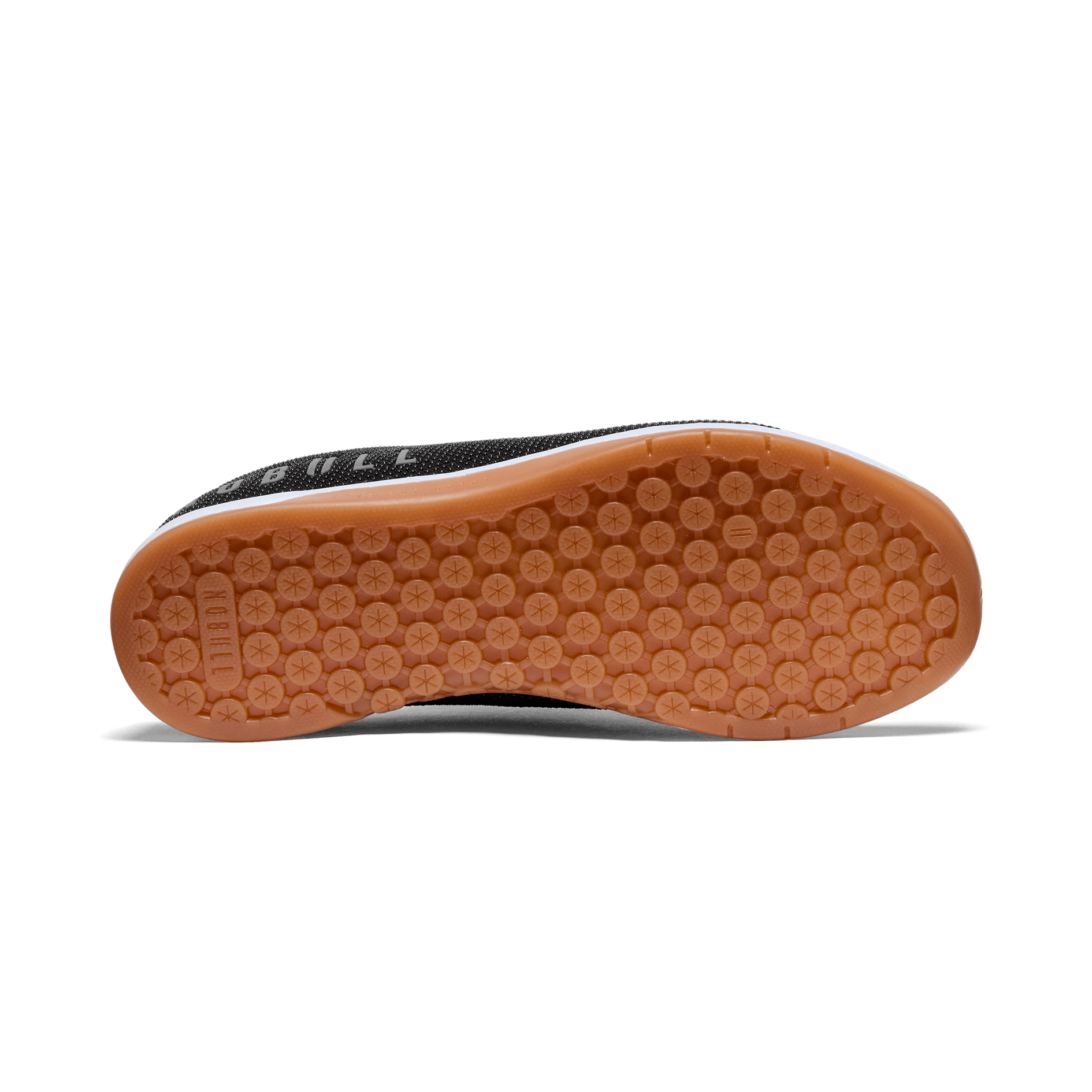 Men's Black White Gum Outwork Shoes Bottom Angle
