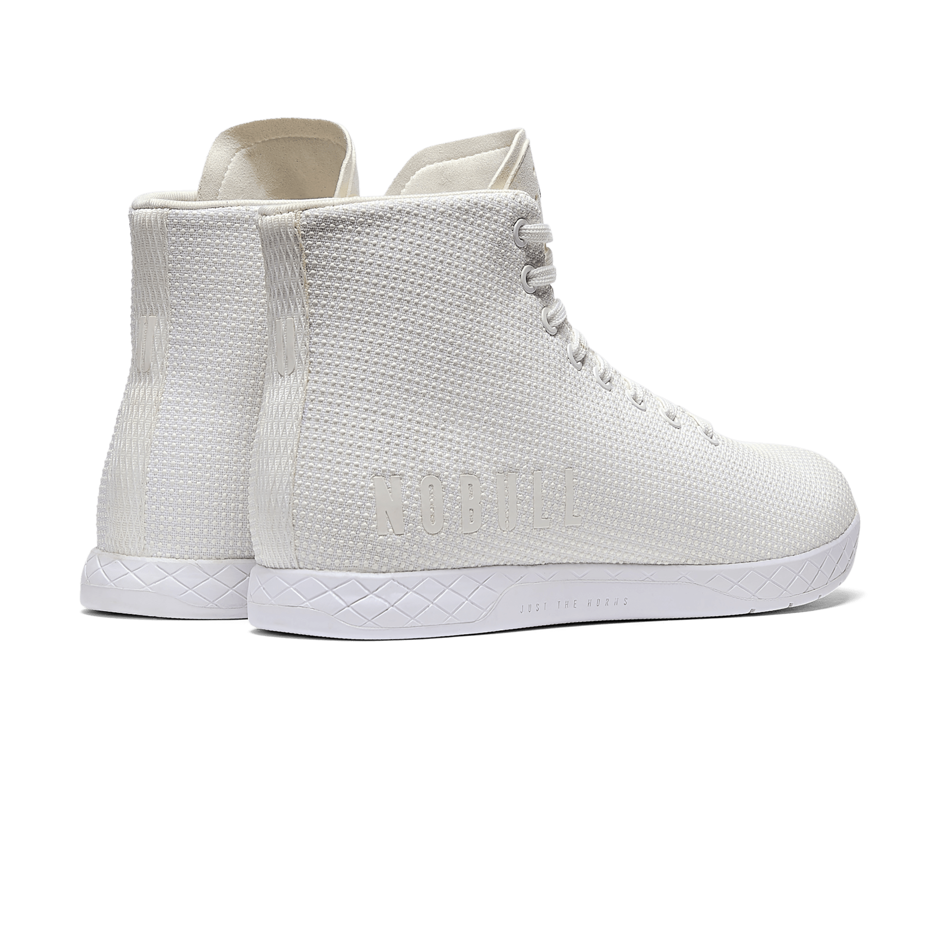 Men's White Outwork High-Top Shoes Back Side Angle