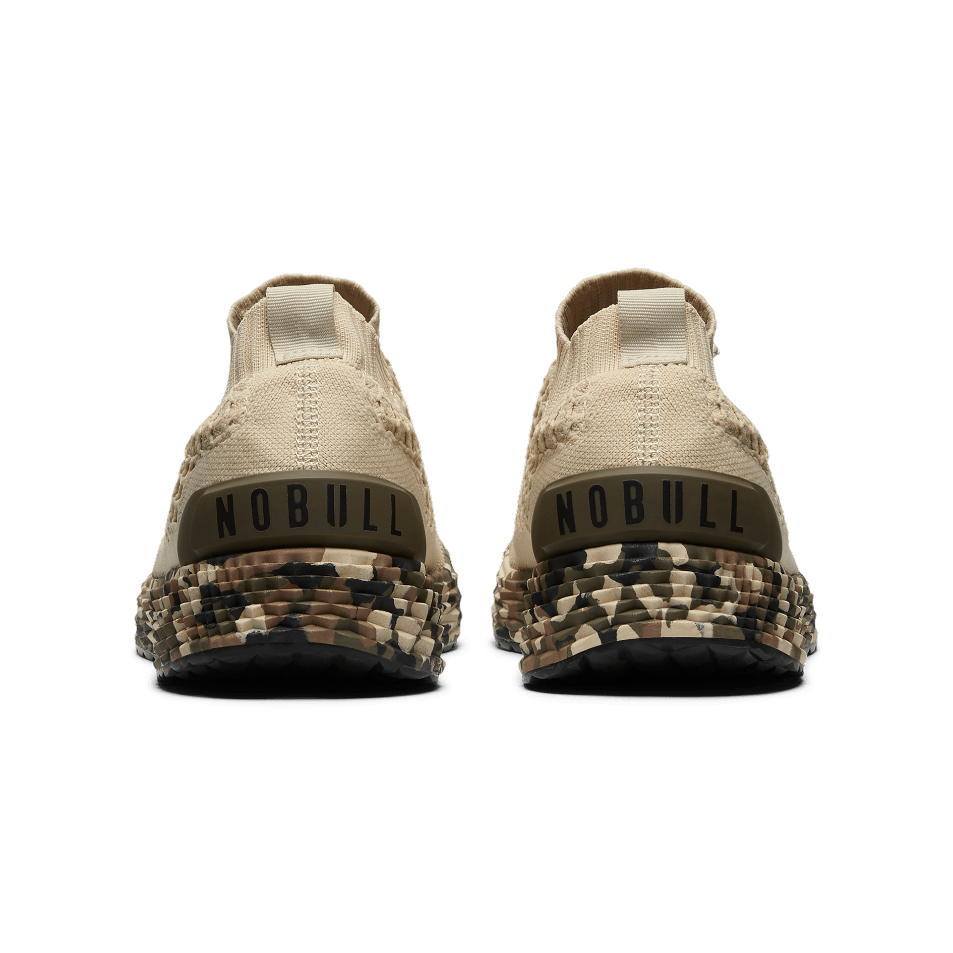 Beige Camo Allday Knit Shoes Back Angle.