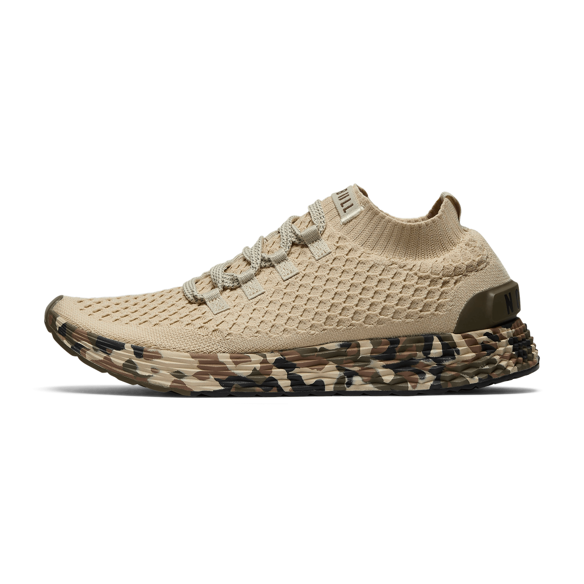 Beige Camo Allday Knit Shoes Side Angle.