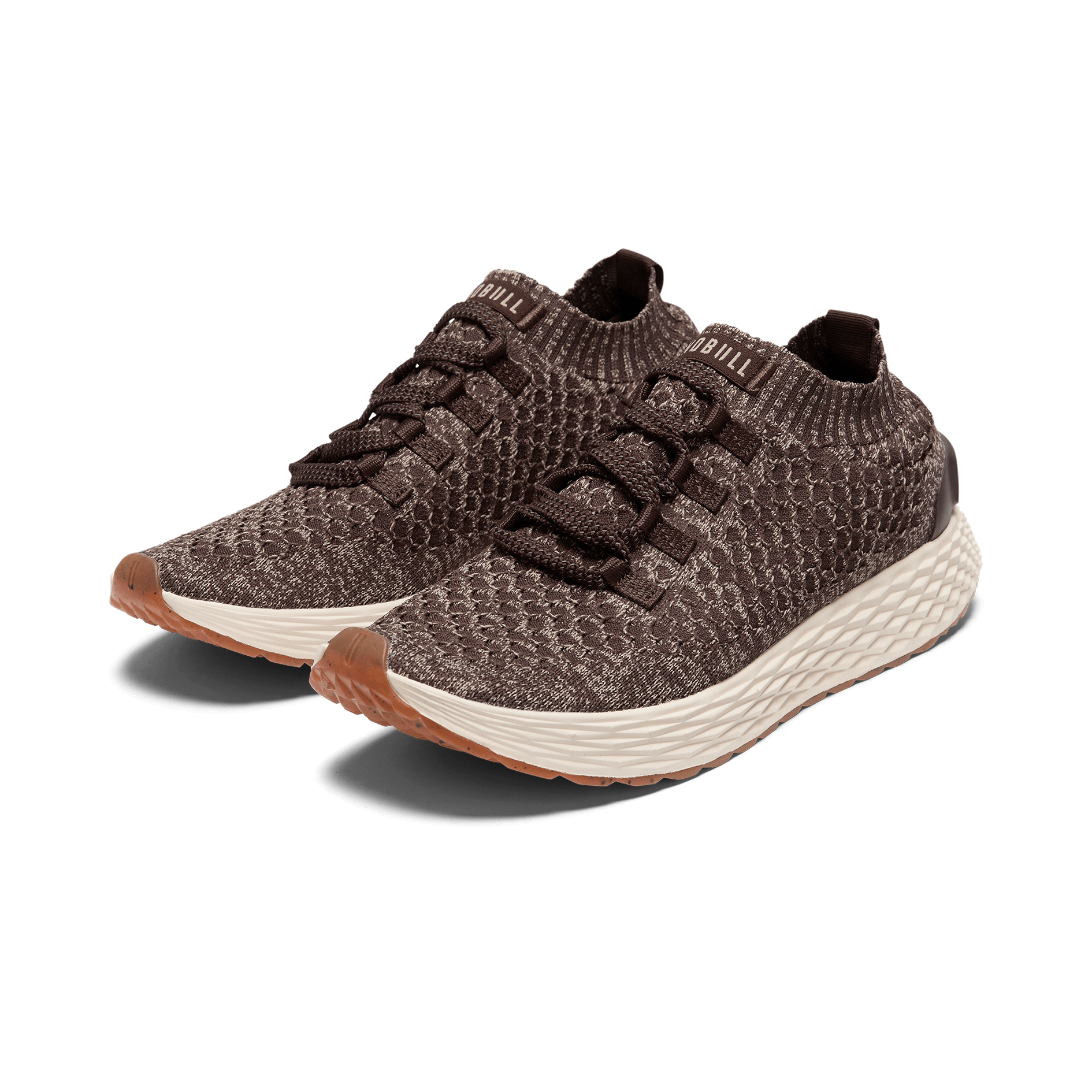 Brown Heather Allday Knit Shoes Front Side Angle.
