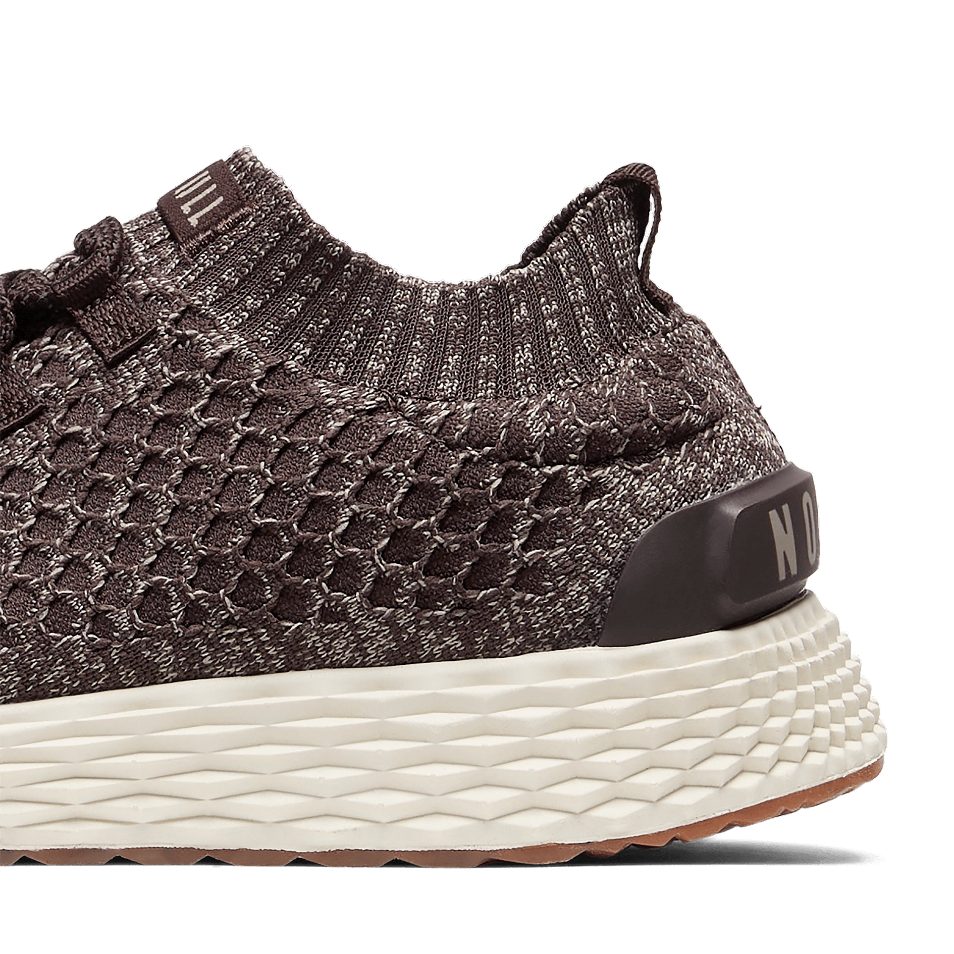 Brown Heather Allday Knit Shoes Detail Shot Angle.
